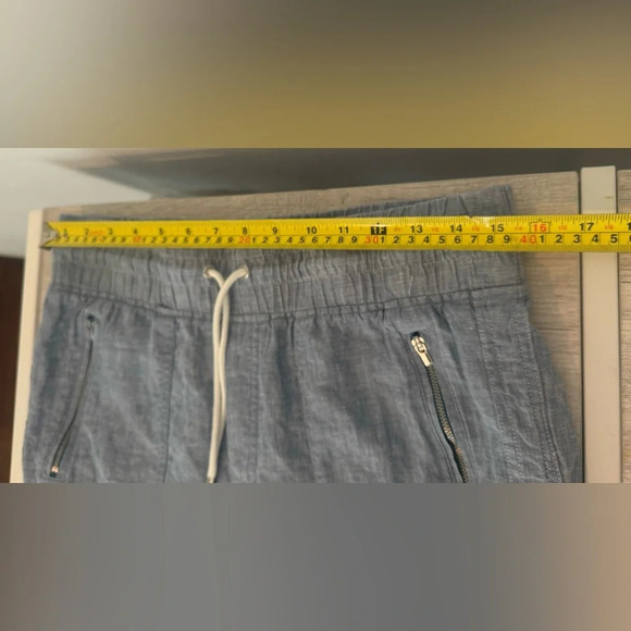 ATHLETA Cabo Linen Summer Resort Jogger Pants Chambray Blue Comfy Size 10 - Picture 7 of 11